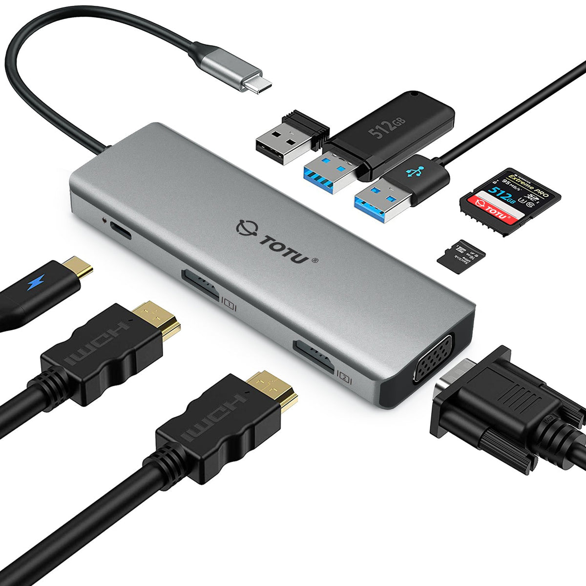 TOTU 9-in-1 Triple Display USB-C Hub - TOTU