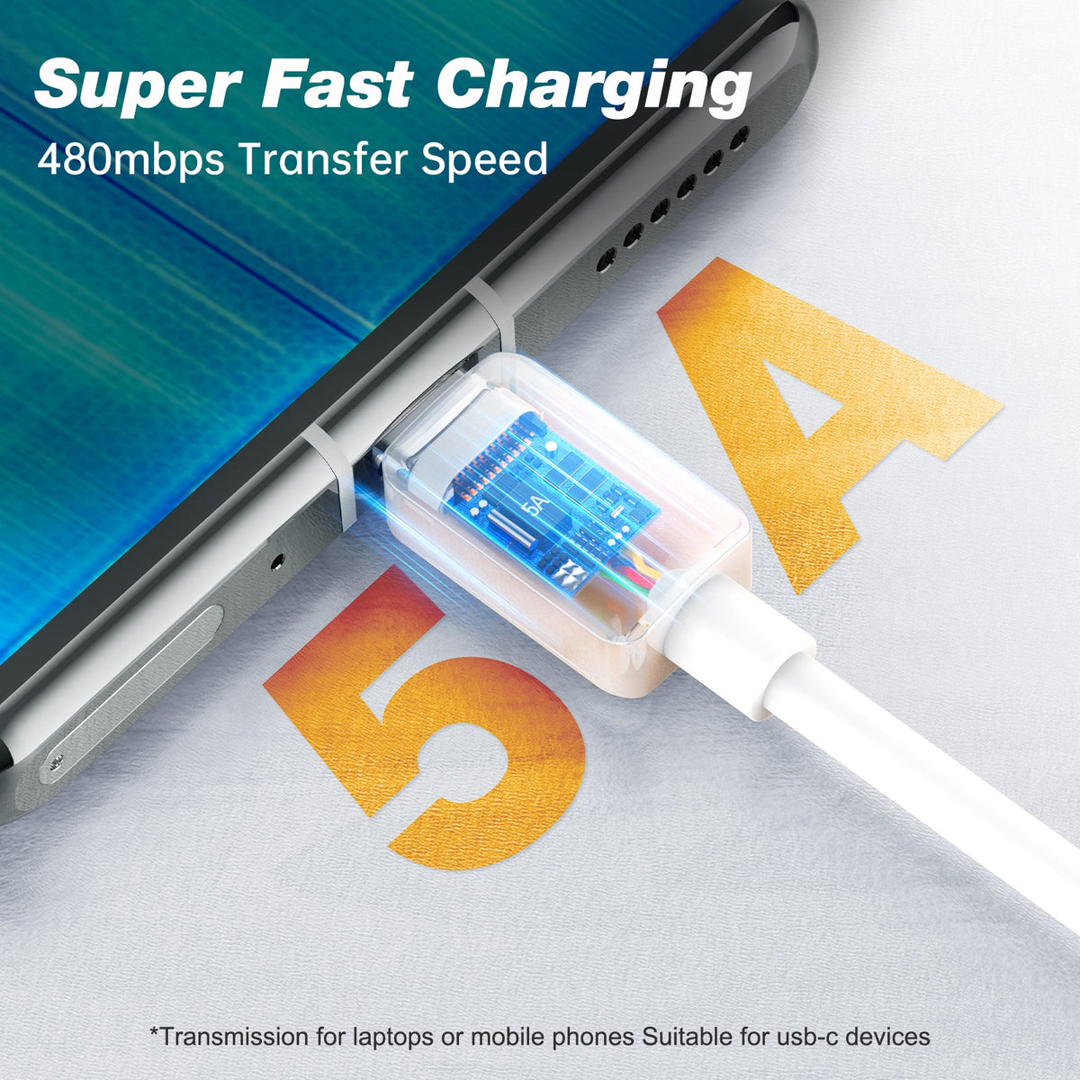 USB A to USB C Cable, TOTU Type C Fast Charging Cable 5A, 40W, 480Mbps, USB Type C Charger Cord Compatible with Samsung Galaxy S10 S9 S8 S20 Plus A51 A12 A11, Note 10 9 8, USB C Charger - TOTU
