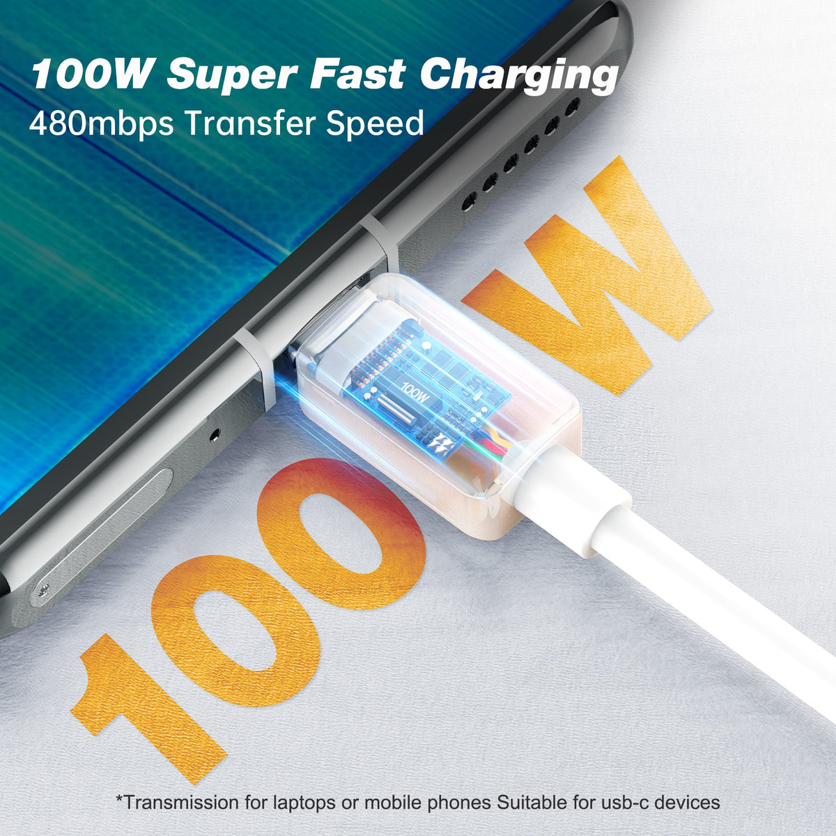 USB C Cable, TOTU 100W PD 5A QC 4.0 Fast Charging USB C to USB C Cable, Nylon Braided Type C Cable for MacBook Pro 2021/2020/2019/2018, Samsung Galaxy S21 S10 S9, iPad Air 4, iPad Pro 2020/2019/2018, Pixel - TOTU